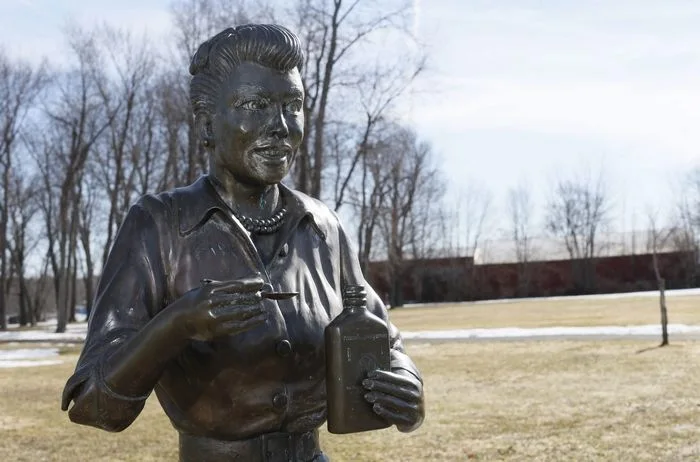 The life-size bronze statue of Lucille Ball in Lucille Ball Memorial Park in Celoron, the comedian’s hometown