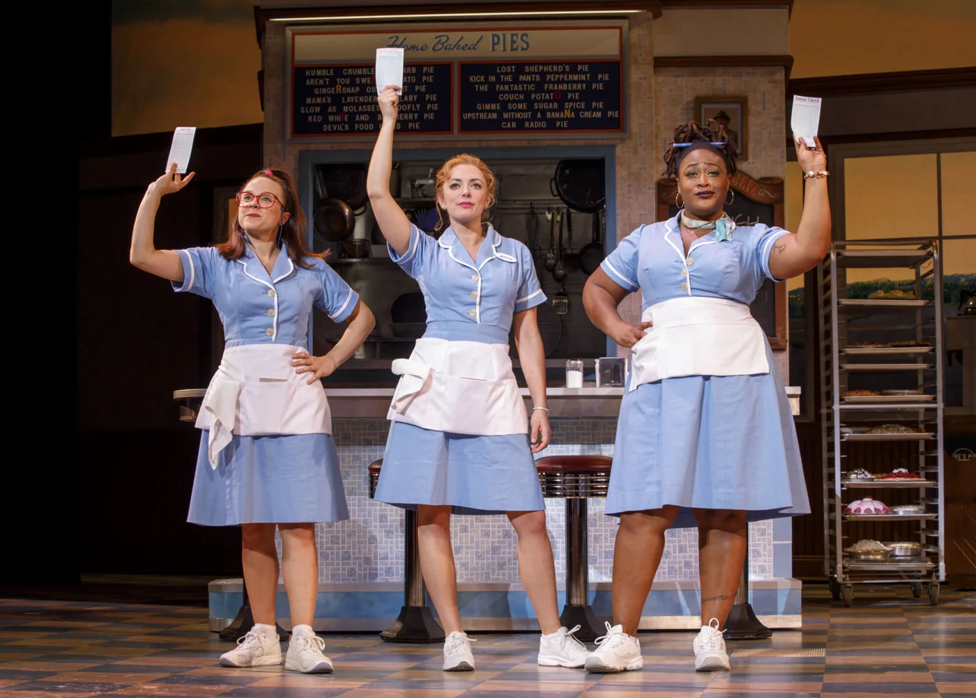 Lenne Klingaman, left, Desi Oakley and Charity Angel Dawson in “Waitress,” the musical based on Adrienne Shelly’s 2007 film